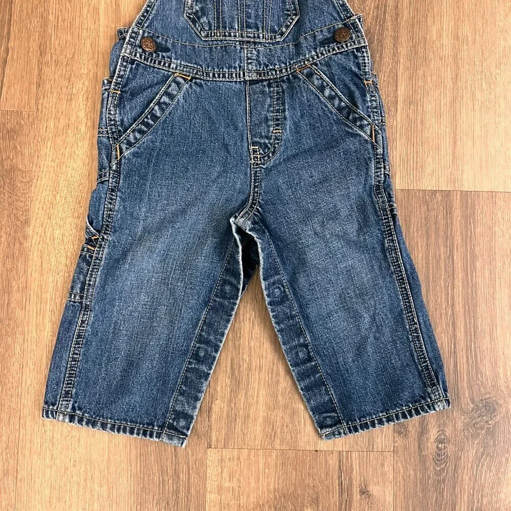 OshKosh Classic Denim Jean Bib Overalls Sz 12 M Unisex